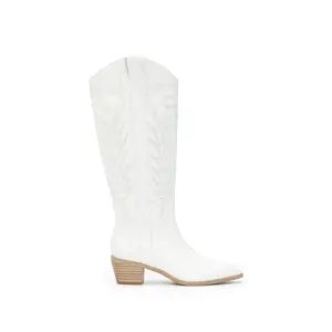 Mi.iM INLAY Samara Stitch Western Tall Boots - Fall Block Heel Square Toe Footwear frye boot Shoe Girl Women Classic Comfort Leather