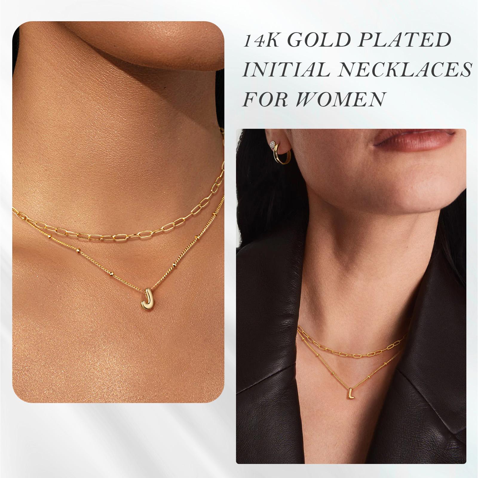 Turandoss Women's Dainty Initial Necklace Set - Hypoallergenic, Fashionable, Exquisite Layered Paperclip Chain Choker, Personalized Pendants, Mothers Day Gift Ideas, Exquisite Jewelry Gift for Birthdays summerwins