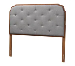 Baxton Studio Shanti Grey and Walnut Brown WoodKing Headboard