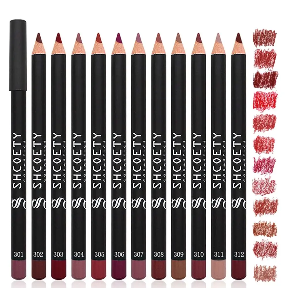 12 Colors Matte Lip Liner Set,Brown Tone Lip Pencil Kit,12 Assorted Colors High Pigmented Natural Makeup,Longwear Smooth Ultra Fine,Nude Liner Lipstick