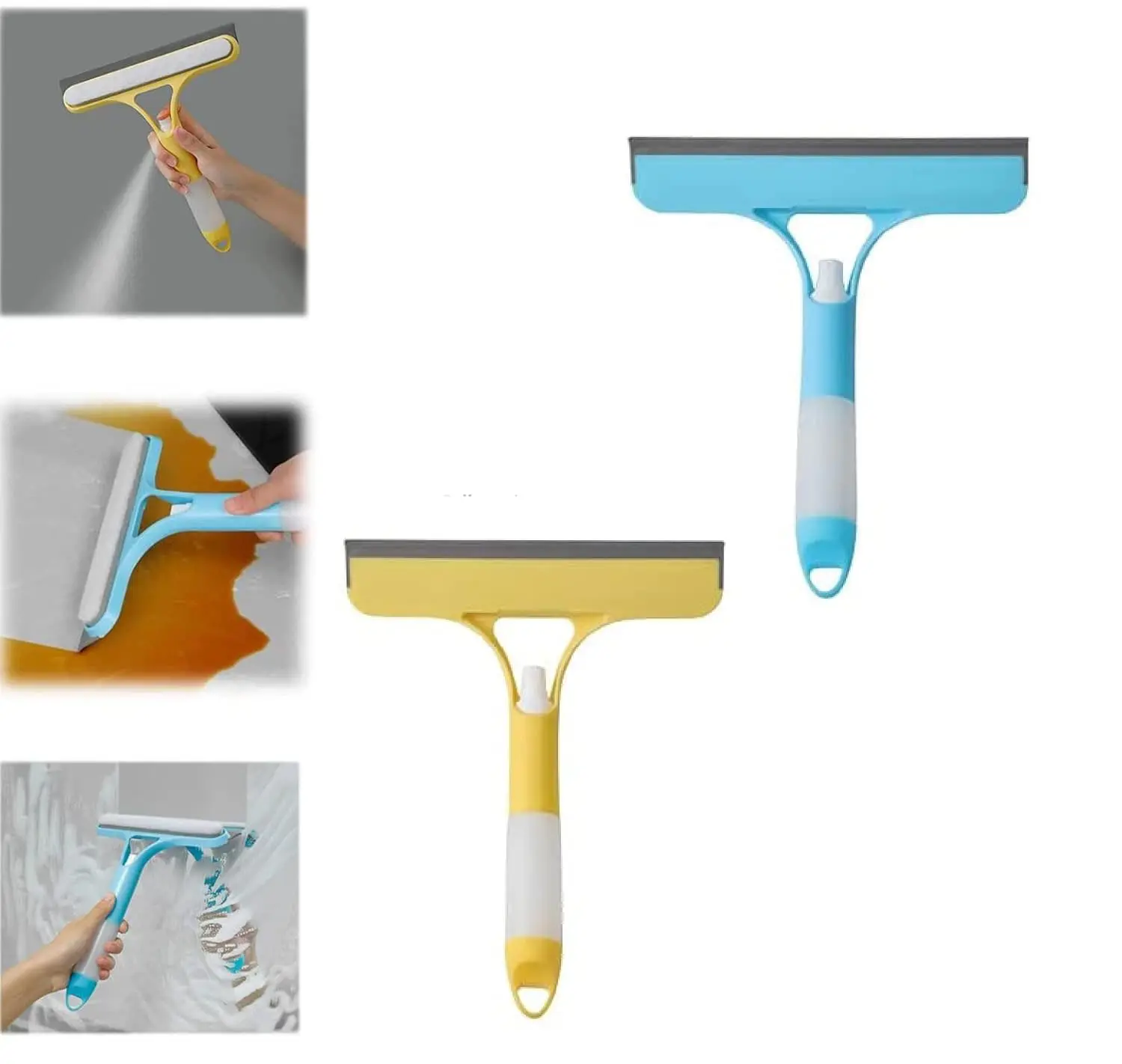 3 in 1 Spray Squeegee, 3 in 1 WindowSqueegee Cleaner, Spray WindowSqueegee Cleaner  with SprayBottle, for Car, Window glass bathroom brush home scraper