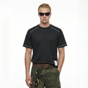 Inflation Colorblock American Streetwear Style Loose Casual T-Shirt for Men