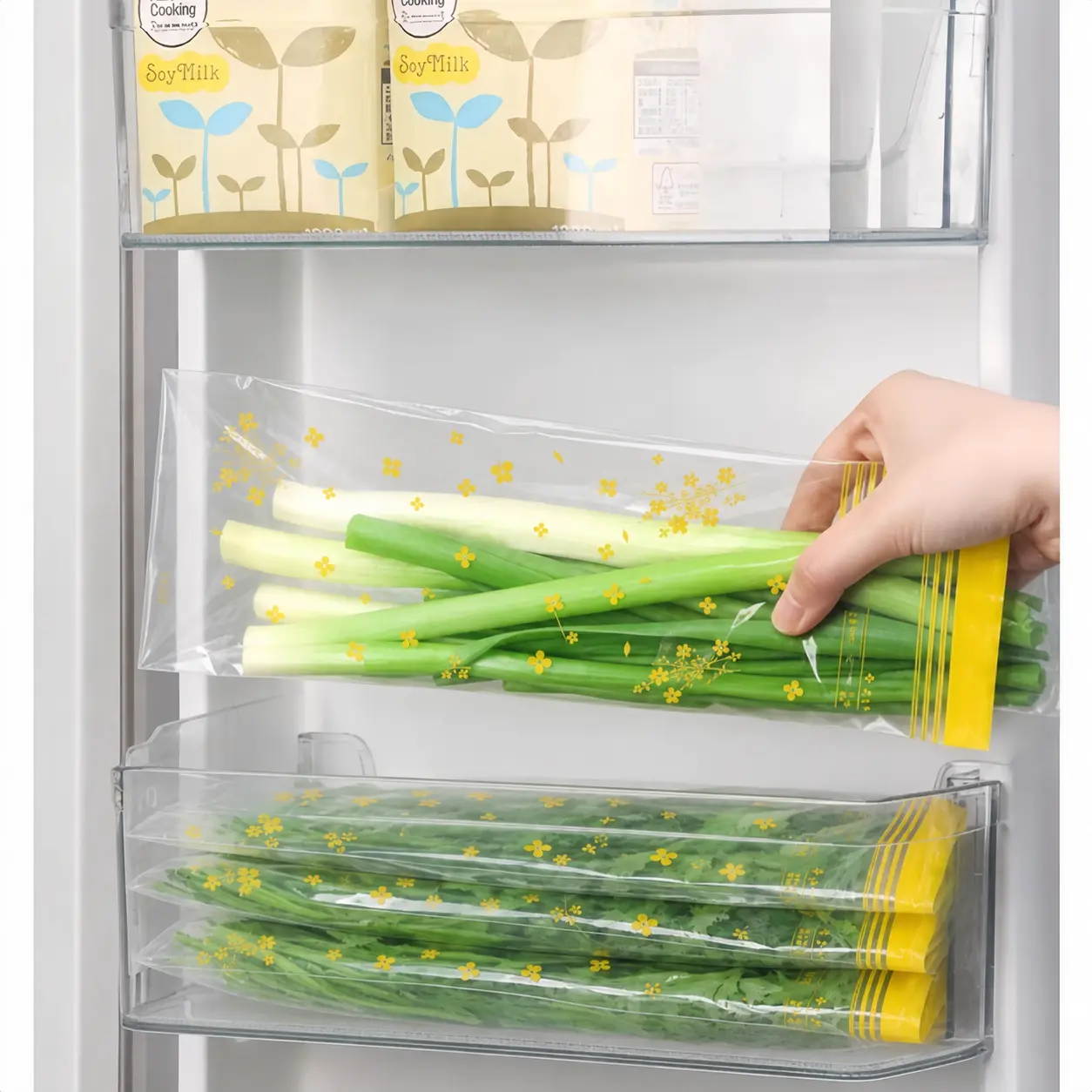 Thick Double Seal Food Storage Bags, Reusable Self-Sealing Pouches, Food Grade Airtight Bags for Refrigerator Organization & Food Portioning-MM1