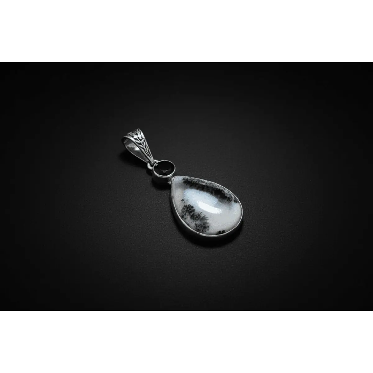 Unisex Merlinite & Black Spinel Semiprecious Stone Pendant - Teardrop or Round Gemstone Jewelry for Adults' Shadow-Oriented Work