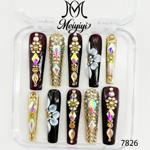 .DP.7826.Long water pipe full drill carved wearable nail