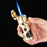 Camping Lighter with Unique Rocker Structure, Brushed Black Nickel Metal Body, Compact Handheld Grip, Sturdy Refillable Fuel, Luxury Gift Box Packaged, Outdoor Fire Starter for Male Camping & Hiking Gear (Fuel Not Included)