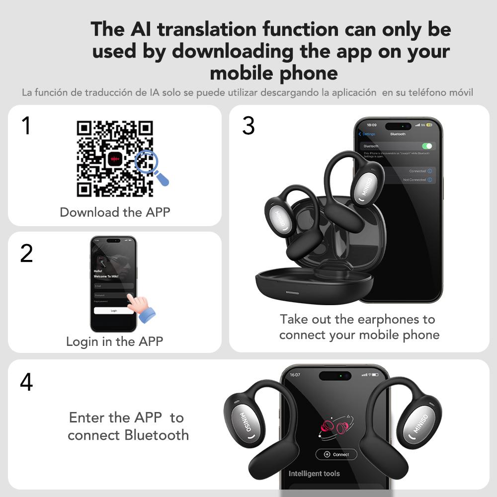 MINISO 181 earphones OWS open Bluetooth 6.0 sports earphones HIFI sound quality sports earphones IPX5 waterproof with microphone