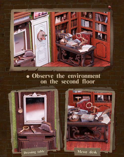 CUTEBEE Rose Detective Agency DIY Book Nook Kit with LED Light 3D Wooden Miniature House for Adults & Teens Black Friday Deal Perfect Christmas Gift for Bookshelf Decor Lovers - Building Set