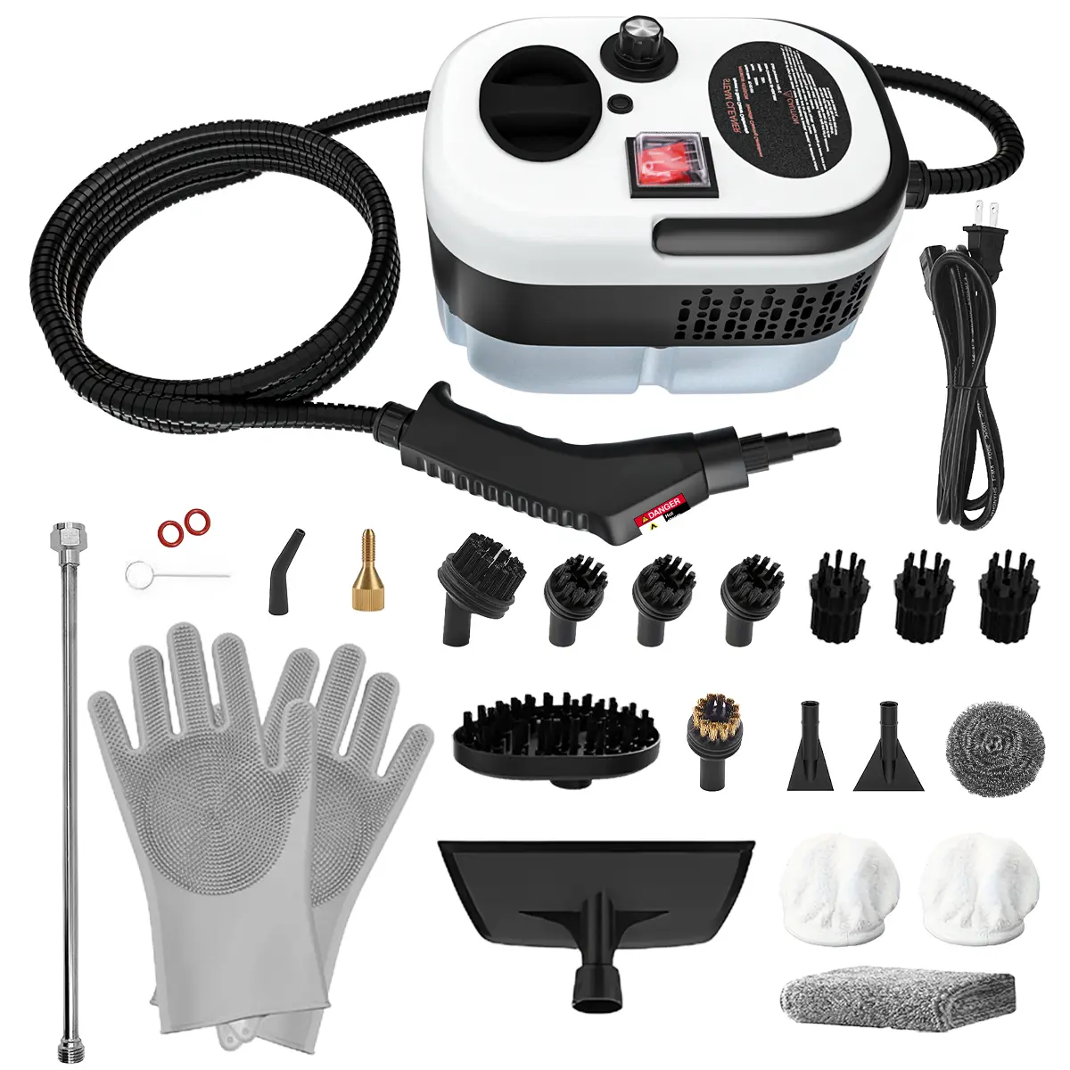 2500W handheld steam cleaner, high-temperature and high-pressure steam cleaner, portable car steamer with brush head, suitable for kitchen grease, car detailing, and bathroom cleaning