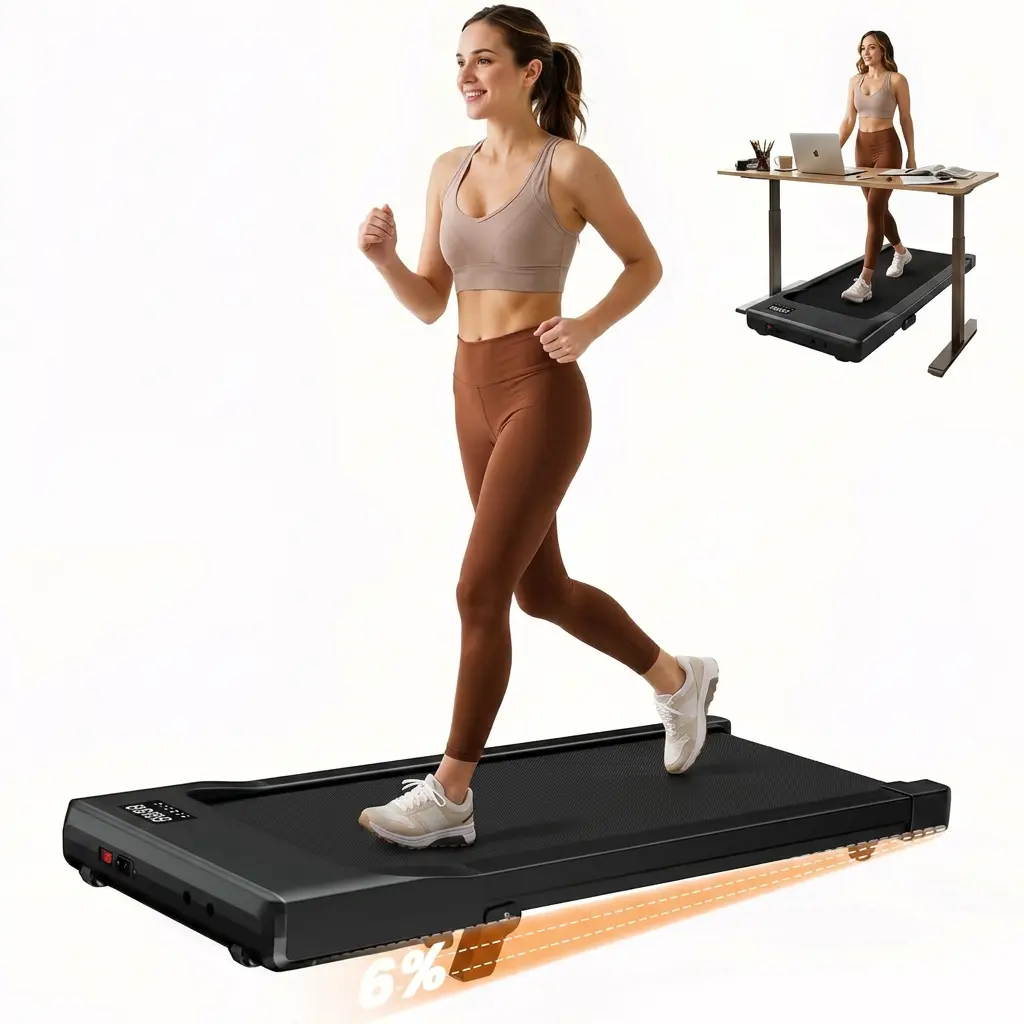 Superun 3-in-1 Portable Under Desk Treadmill Walking Pad, 2.5HP Quiet Mini Treadmill with 6% Incline, Remote Control, 300 lbs Capacity for Home Office Use