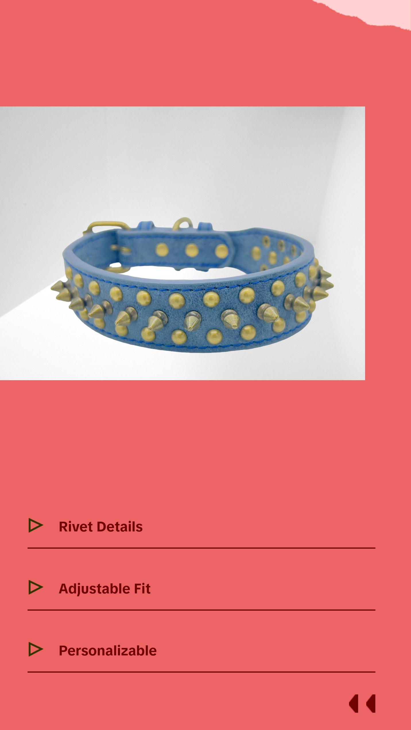 JACK Rivets Handmade PU Leather Dog Collar