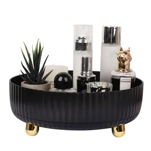 Sleek Black 360-Degree Rotating Storage Tray - Minimalist Lazy Organizer for Small Spaces, Countertops, Mother’s Gift, Spray Bottle Storage
