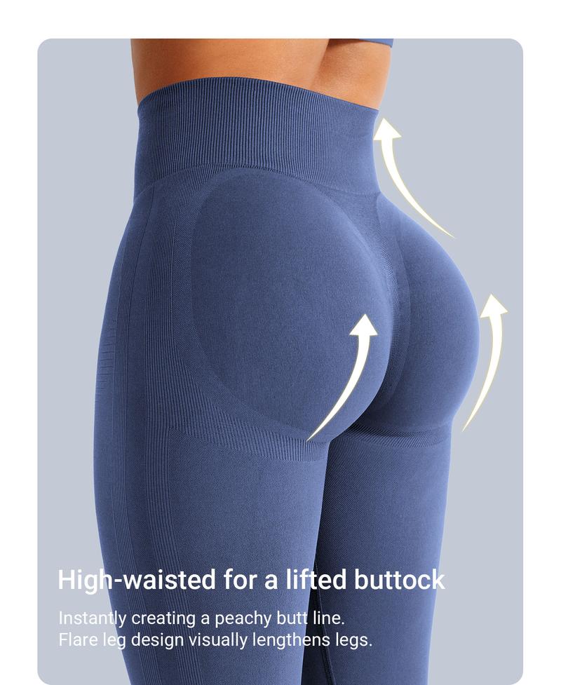 YEOREO High Waist Flare Yoga Pants Women Workout Leggings with Pockets Hidden Scrunch Butt Lifting Seamless Gym Wear Athleisure Bottoms Athletic Stretchable