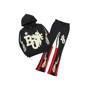 Pluton Black Hoodie/Stacked Flare Track Set