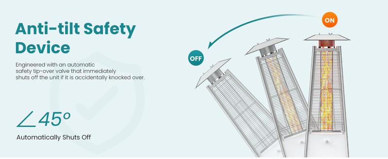 Pyramid Patio Heater, 48000 BTU Outdoor Heater with Wheels and Ignition, LED Propane Patio Heater for Home, Backyard, Garden,Deck and Patio