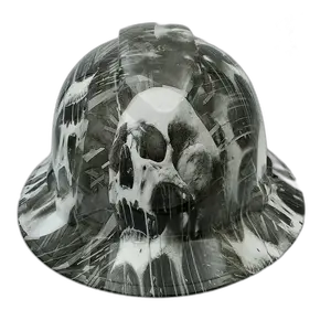White Gray Melting Skull Art - Custom Hydro Dipped Full Brim Hard Hat