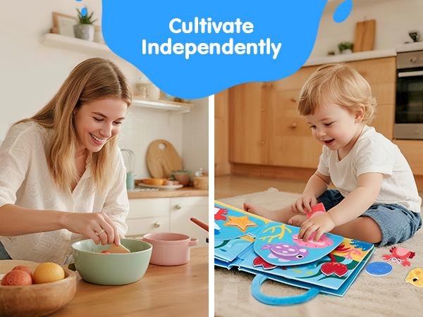 hahaland Ocean Busy Book for Toddlers 1-3, Montessori Toys Sensory Activity Busy Board, Travel Toy for 1 2 3 Year Old Boys Girls, Educational Fine Motor Skills Learning Toy, Toddler Birthday Gift