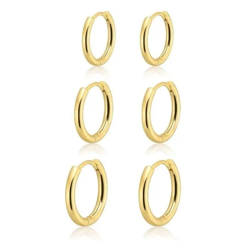 3 pairs 8 10 12mm Small Hoop Earrings for Women, Lightweight Gold Plated Huggie Hoop Earrings Dainty Hypoallergenic Earring Set Cute Earrings Pack for Women Trendy Jewelry Gifts high quality earring