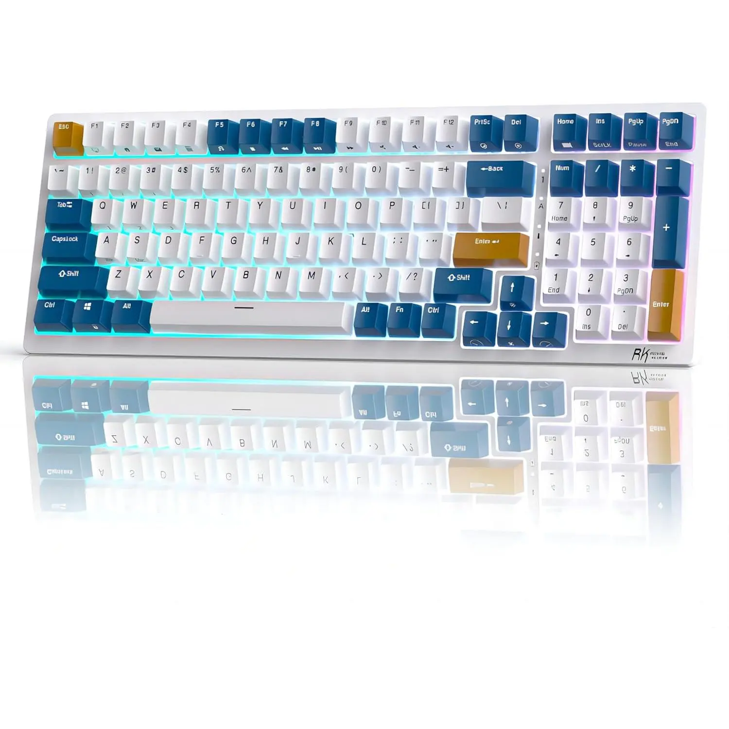 RK98 Wireless Mechanical Keyboard Triple Mode 2.4G/BT5.1/USB-C 100 Keys Hot Swappable Brown Switches with Number Pad RGB Backlit 3750Mah Battery NKRO Gaming Keyboard Ergonomic Design