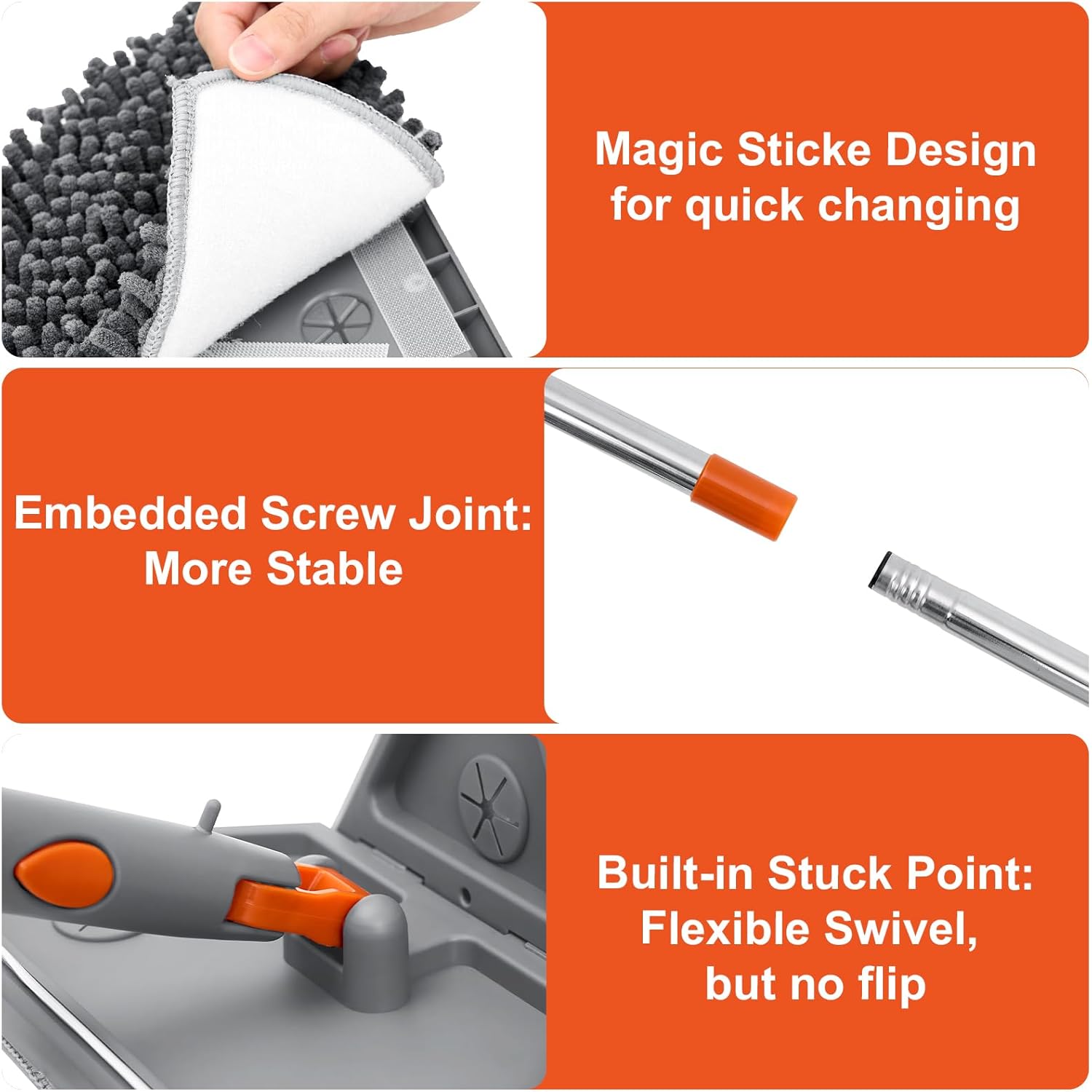 Wall Cleaner Mop with Long Handle 82 Inches, 3-in-1 Ceiling Duster with 6 Microfiber Chenille Pads, Baseboard Cleaner Tool with Squeegee, Mop for Wall Cleaning, Windows, Baseboards, Ceilings Wall Cleaner Mop with Long Handle 82 Inches, 3-in-1 Ceiling Duster with 6 Microfiber Chenille Pads, Baseboard Cleaner Tool with Squeegee, Mop for Wall Cleaning, Windows, Baseboards, Ceilings