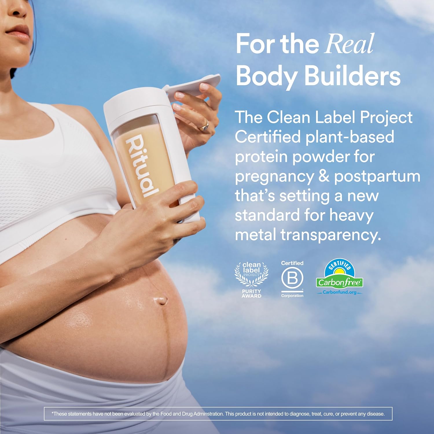 Ritual Prenatal Vegan Plant Based Protein Powder: Choline to Support Pregnancy, Postpartum, & Lactation, 20g Organic Pea Protein from Regenerative Farms in USA, Sugar Free†, Vanilla, 1 Lbs