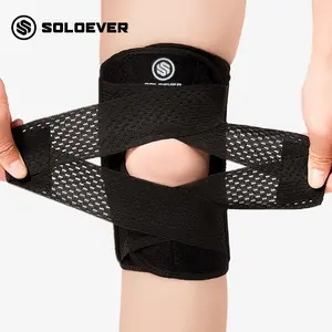 SOLOEVER Knee Brace with Side Stabilizers for Knee Pain Support - Air Mesh Fabric, Adjustable Wrap, Ultra Soft Bandage for Sports Workout - Men & Women