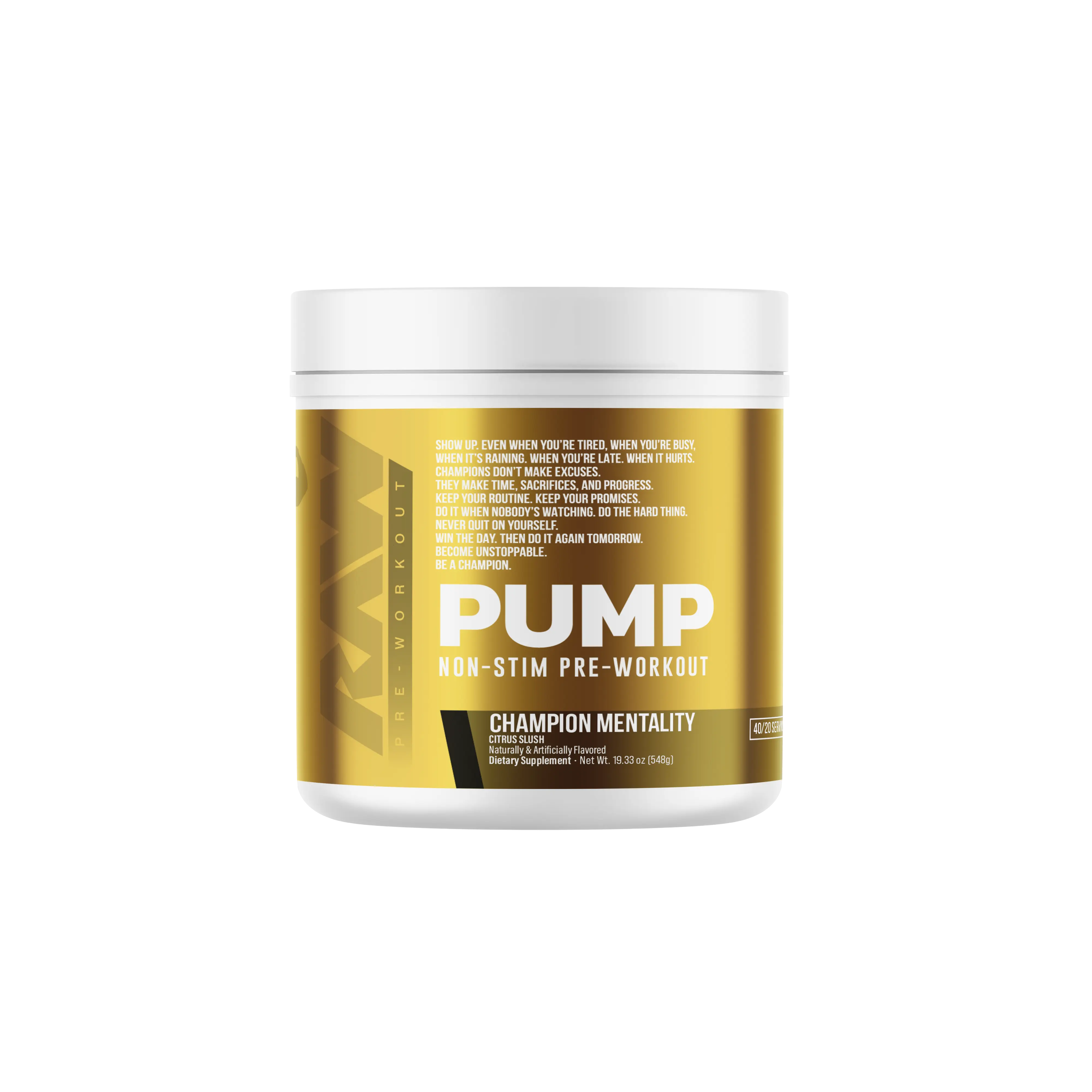 RAW Pump Non-Stim Pre Workout Powder – Nitric Oxide & Muscle Pump Formula – Non-Stimulant Pre Workout with Citrulline, Nitrosigine & Agmatine – 30 Servings