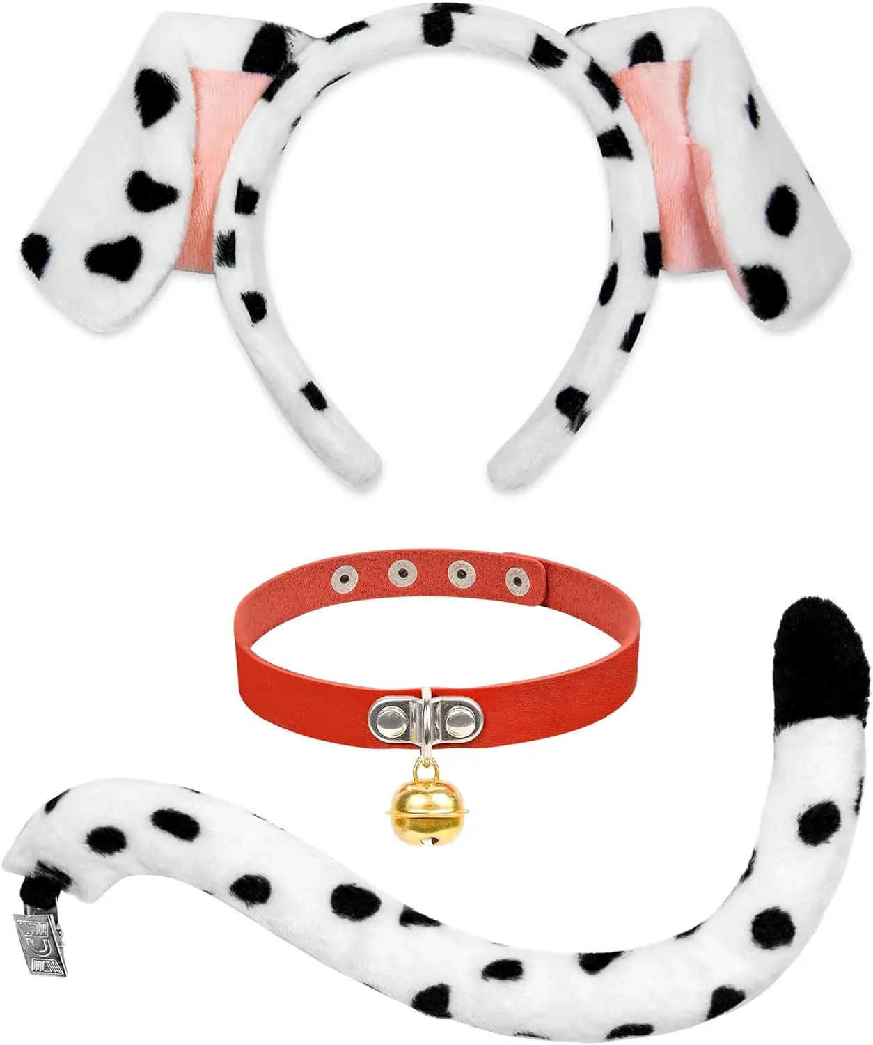 Dalmatian Ears Headband Tail - Costume Headwear for Women Halloween Puppy  Dress Up Costume, Black and White