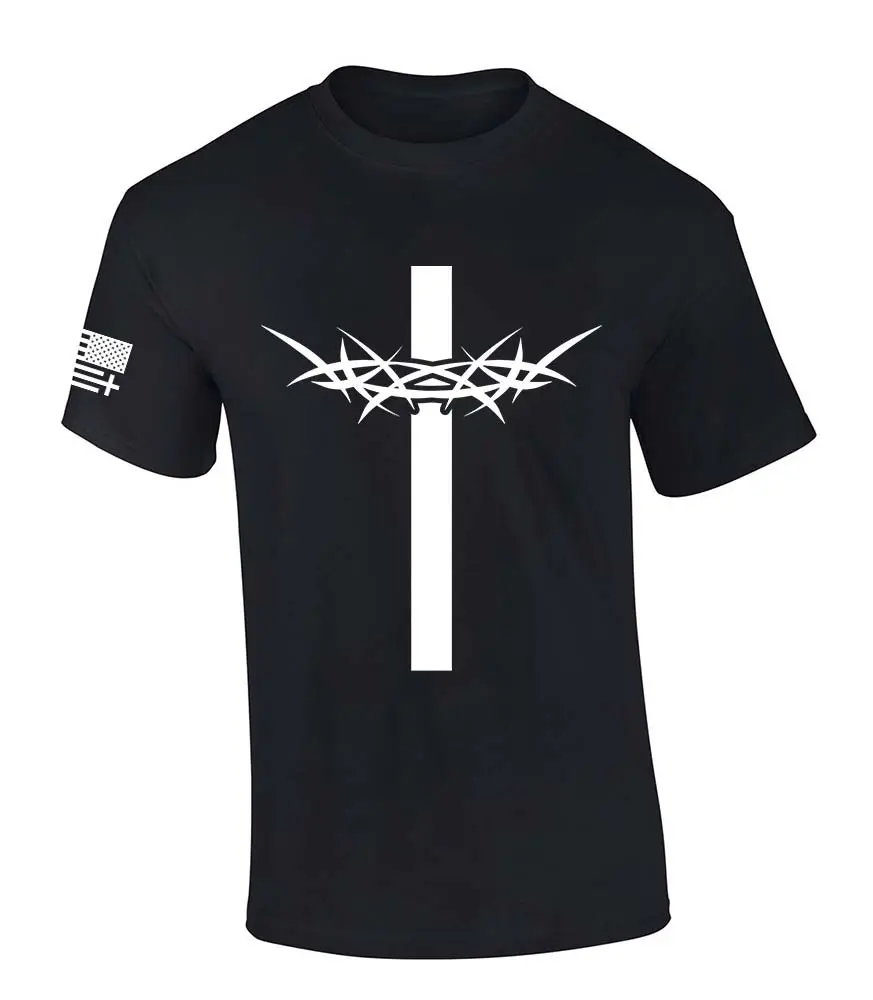TRENZ SHIRT COMPANY Men's Tops with Casual Graphic Design, Soft Cotton Blend Featuring Christian-Inspired Designs and Patriotic Flag Sleeve, Stylish