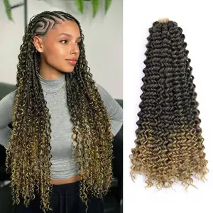 Braiding Hair Synthetic Boho Hair for Braiding, 22 Inch Deep Wave Bulk for Boho Braids 6 Pcs Curly Bohemian Wet and Wavy Braiding Hair