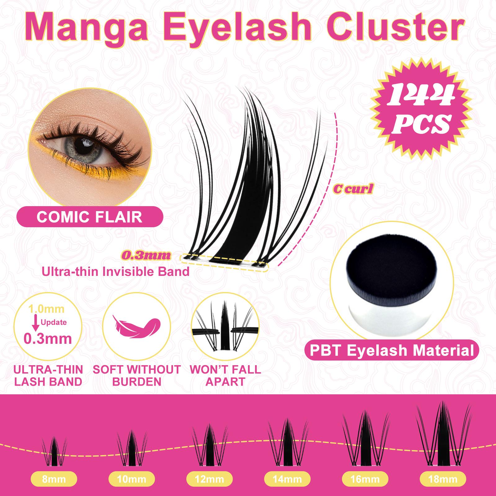 Fowendia California Sunset Wanna Be Freya Manga Lashes Cluster C D Curl DIY Lash Extension Kit and Lash Clusters 8-18mm with Bond Seal and Remover - Ultra-Thin Transparent Bands, Lash Magic Anime False Lash Extension Kit dealsforyoudays