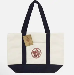 Trader Joe's Large Canvas Tote Bag Navy