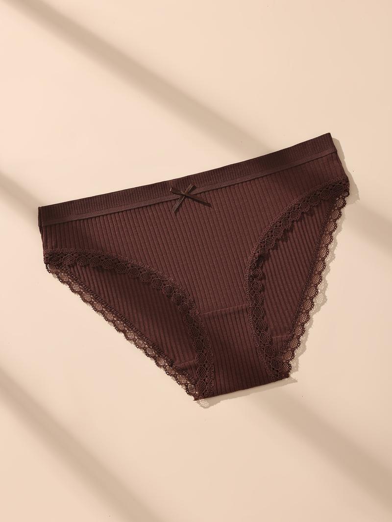 HOTCOM Cotton Underwear for WomenBreathable Lace Bikini Panties Women's HipsterUnderpants XS-XL 7 Pack