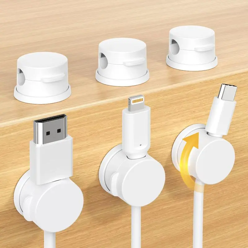 6-Pack Silicone Cord Organizer Magnetic Cable Clips, Adhesive Cable Management Under Desk Wire Hider, Desktop Cable Organizer for Phone, Office Workspaces Desk Organization Home Accessories