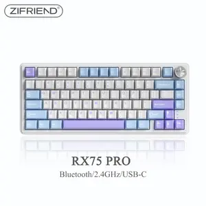 ZIFRIEND RX75 Pro Wireless Mechanical Creamy Gasket Keyboard with Knob, 75% Layout, RGB Light, 3-5Pin Hot Swappable Gaming Keyboard, Tri-Mode Type-C/2.4G/Bluetooth, for PC/Mac/Linux, Music Rhythm, Office, Career Women, tiktokshopblackfriday, christmas