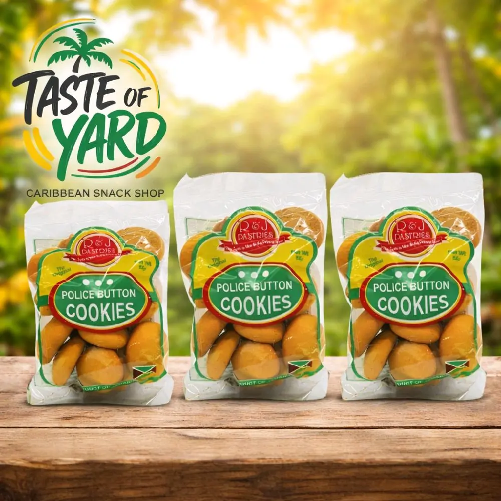 R&J Pastries Police Button Cookies 56g | Authentic Jamaican Butter Cookies