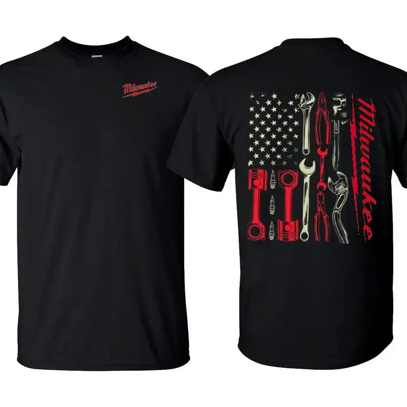 Milwaukee Tools USA Flag Shirt – Top Menswear Pick For Dads, Mechanics, Electricians, Tool Fans And Tradesmen – Cool Gift For Men Who Build