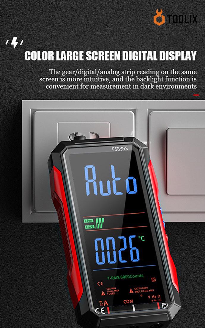 6000 Count True RMS Digital Multimeter with Auto-Ranging – Professional Voltage & Current Tester for Home, Auto, and Industrial Use. TOOLIX.smart digital multimeter,