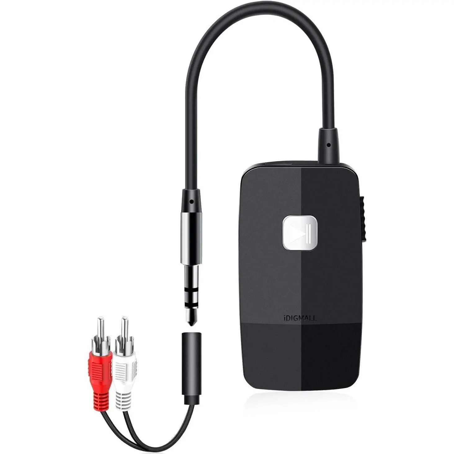 j205 Advanced Bluetooth 5.4 Audio Receiver, Plug-and-Play Device with 3.5mm RCA Jack for Home & Car Stereos, 20-Hour Playtime, Easy Slide ON/OFF, Multi-Point Connectivity