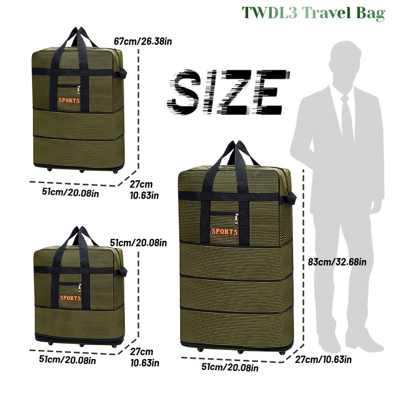 JZBWQY 100L Travel Bag with 360° Universal Wheels - Expandable & Foldable Lightweight Suitcase for Moving & Weekend Getaways