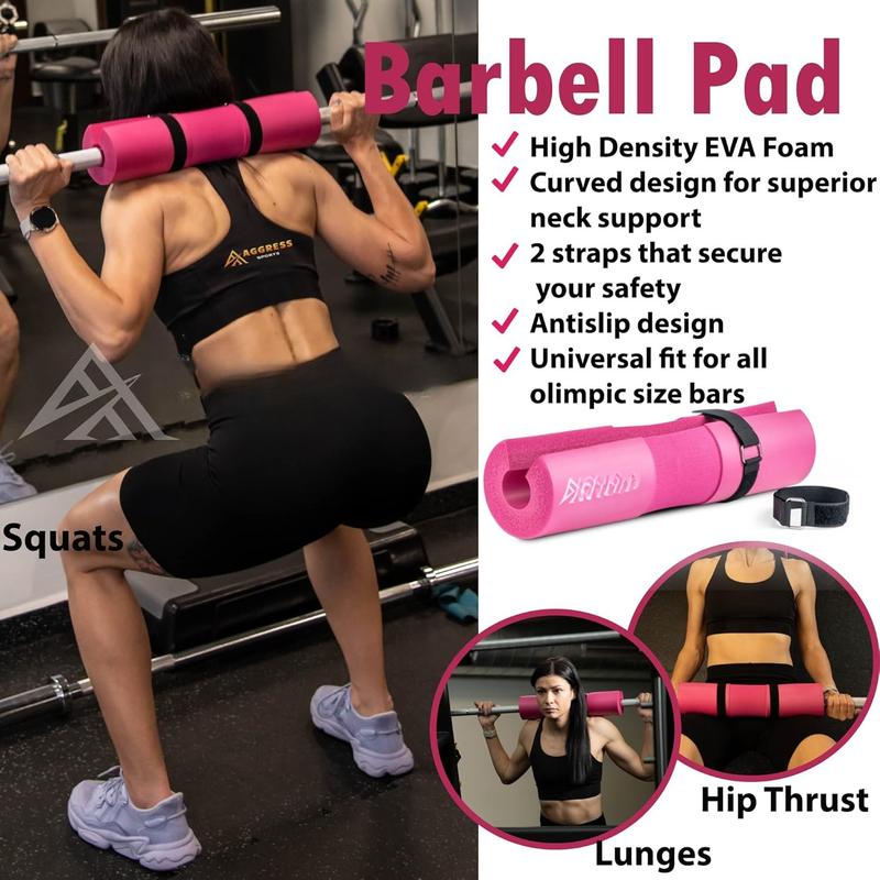 Barbell Pad Set for  Thrusts - Squat Pad for Barbell Lunges, Bench Press, with 2 Gym Ankle Straps,  Resistance Bands  Gym Accessories for Women with Carry Bag, Towel