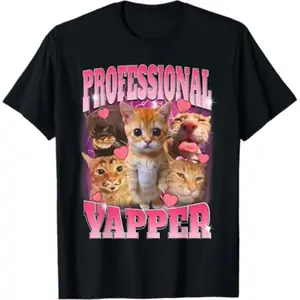 100% Cotton Summer T Shirts Professional Yapper Cat Funny Meme T-Shirt T-Shirt For Men and Women