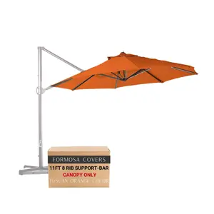 11ft Cantilever Supported Bar Umbrella 8 Rib Replacement Canopy Tuscan Orange rust resistant cantilever patio umbrellas Solar
