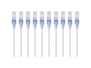 Monoprice 10-Pack,SlimRun Cat6A Ethernet Network Patch Cable, 5ft White