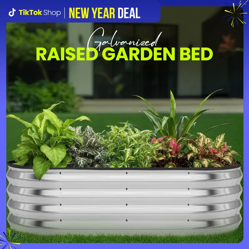 【New Year Deal】Utopia Home Galvanized Raised Garden Bed 2-Pack 6x2 ft Lightweight Outdoor Planter Boxes Easy Assembly for Vegetables Fruits & Flowers