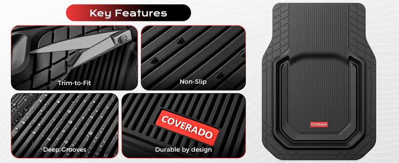 Coverado Deep Dish Car Floor Mats 3PCS - Waterproof All Weather Heavy Duty Protection for Car SUV Truck