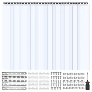 VEVOR Clear PVC Strip Curtain,  96 in Height x 60 in Width x 0.08 in Thickness, 10 PCS Walk in Freezer Cooler Curtain Strips, Smooth Waterproof Plastic Door Strips for Warehouse, Freezer, Garage Doors