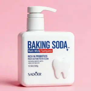 SADOER Probiotic Toothpaste with Baking Soda – Refreshing Pump Toothpaste for Daily Oral Care， Gentle Cleansing Formula with Mint Flavor