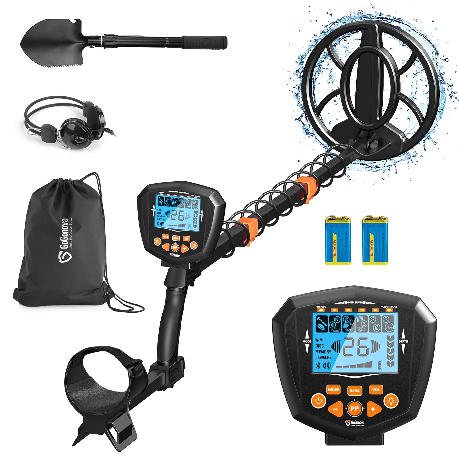[3 OFF] Best Gift GoGonova Waterproof Metal Detector for Adults & Kids, with High Accuracy Lightweight 8" Search Coil, All Metal & Disc Modes Tool Portable