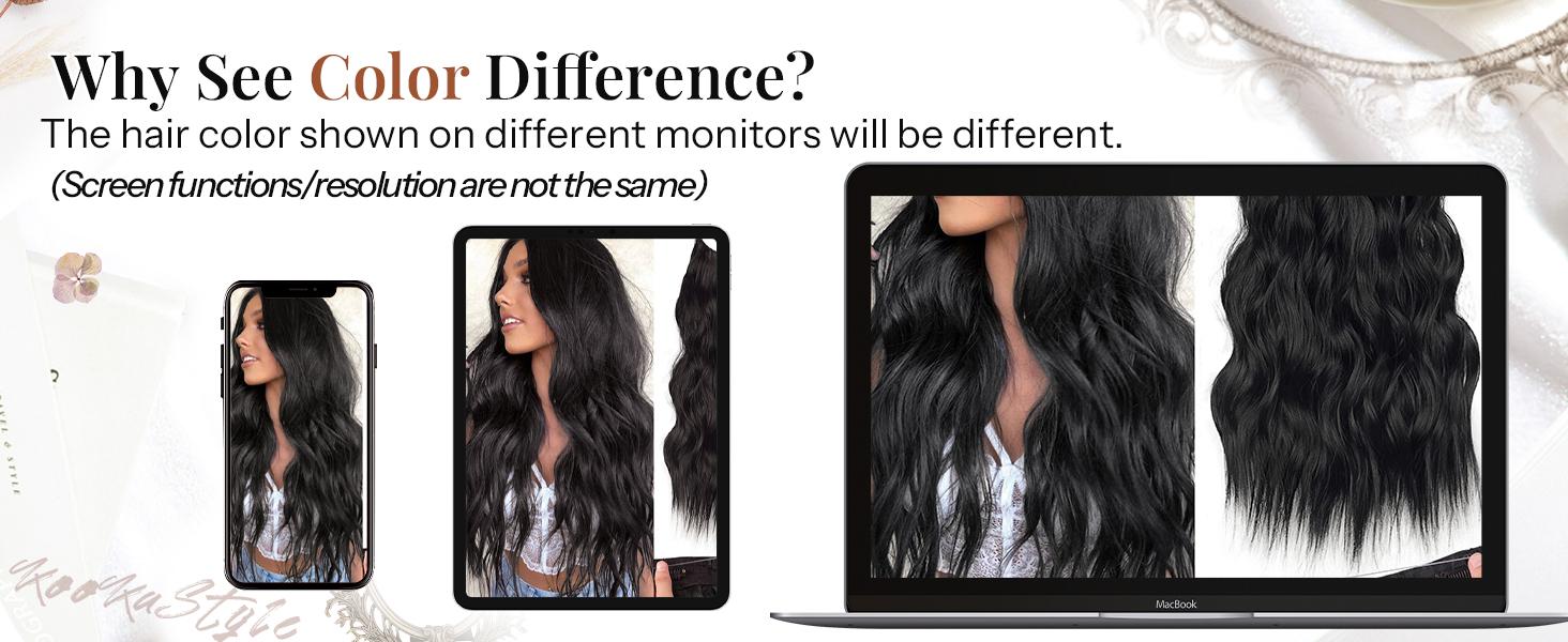 AISI HAIR Hair Extensions Invisible Wire Wavy Hair Adjustable Size 4 Secure Clips Long Synthetic Hairpieces with Transparent Wire Blonde Brown Wave